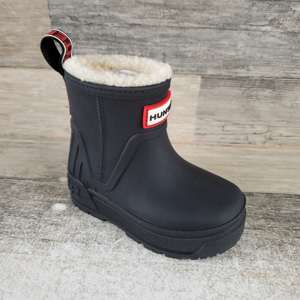 Hunter Gracey Toddler Rain Boot Sz 5 M Black Waterproof Rubber Shearling Lining